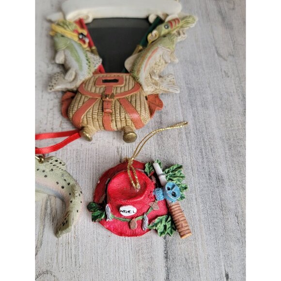 Fish gone fishing bass photo frame variety ornament Xmas set - Picture 3 of 6
